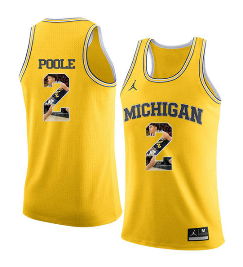Michigan Wolverines 2 Jordan Poole College Basketball Jersey Yellow retro stitched fan jersey RTJ9485 image 1