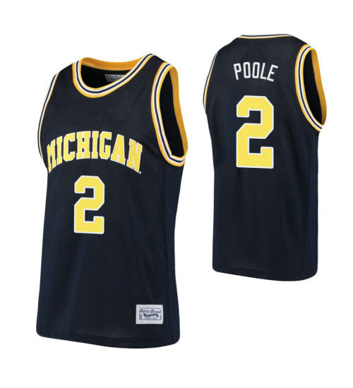 Michigan Wolverines 2 Jordan Poole Alumni College Basketball Jersey Navy retro stitched fan jersey RTJ9353 image 1