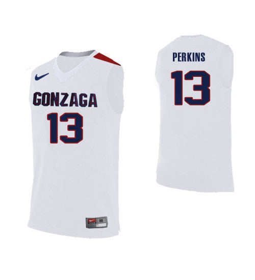 Gonzaga Bulldogs 13 Josh Perkins White College Basketball Jersey retro stitched fan jersey RTJ11144 image 1