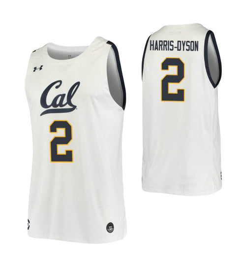 California Golden Bears 2 Juhwan Harris Dyson White College Basketball Jersey retro stitched fan jersey RTJ12010 image