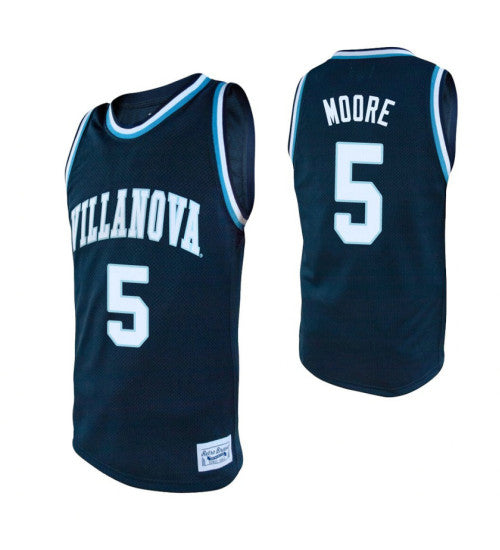Villanova Wildcats 5 Justin Moore Navy College Basketball Jersey retro stitched fan jersey RTJ7173 image 1