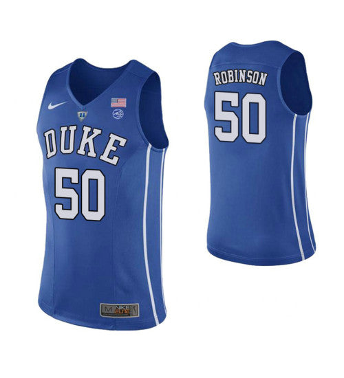 Duke Blue Devils 50 Justin Robinson Performace College Basketball Jersey Royal retro stitched fan jersey RTJ5584 image