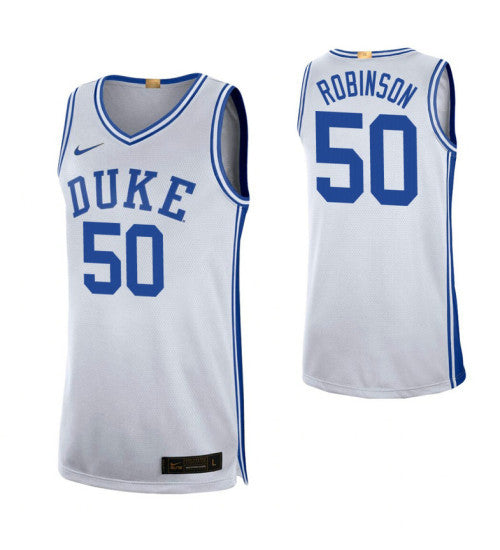 Duke Blue Devils 50 Justin Robinson Limited College Basketball Jersey White retro stitched fan jersey RTJ5546 image 1