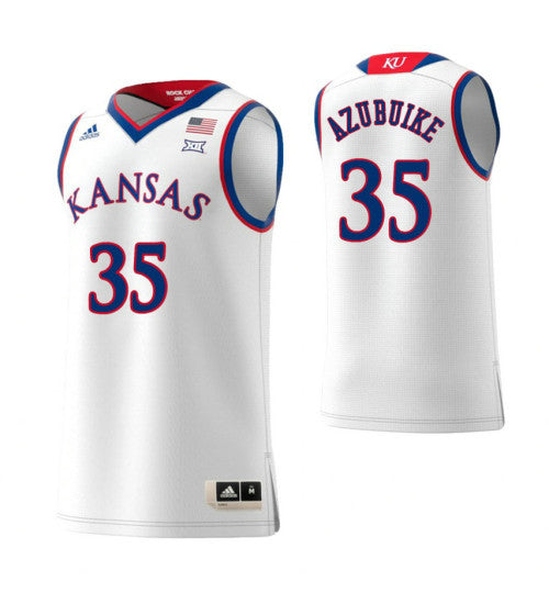 Kansas Jayhawks 35 Udoka Azubuike College Basketball Jersey White 7946 retro stitched fan jersey RTJ4703 image 1