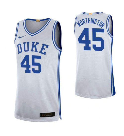Duke Blue Devils 45 Keenan Worthington White College Basketball Jersey 7049 retro stitched fan jersey RTJ5600 image 1