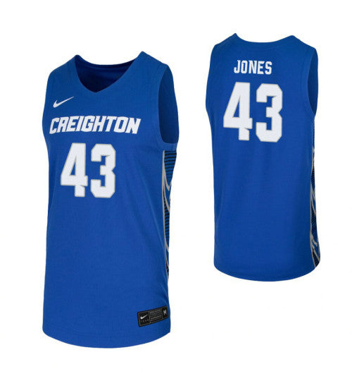 Creighton Bluejays 43 Kelvin Jones Royal College Basketball Jersey retro stitched fan jersey RTJ11780 image 1