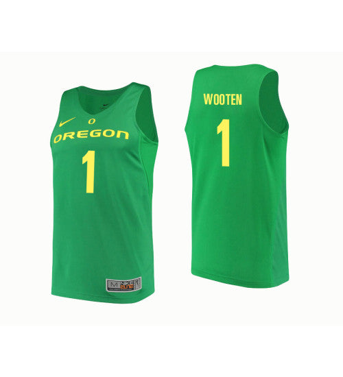 Oregon Ducks 1 Kenny Wooten College Basketball Jersey Green 9993 retro stitched fan jersey RTJ2656 image 1
