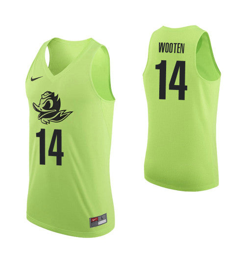Oregon Ducks 14 Kenny Wooten College Basketball Jersey Apple Green retro stitched fan jersey RTJ2632 image 1