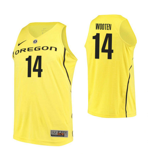 Oregon Ducks 14 Kenny Wooten College Basketball Jersey Yellow retro stitched fan jersey RTJ2631 image 1