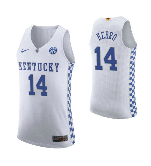 Kentucky Wildcats 14 Tyler Herro White College Basketball Jersey retro stitched fan jersey RTJ4539 image 1