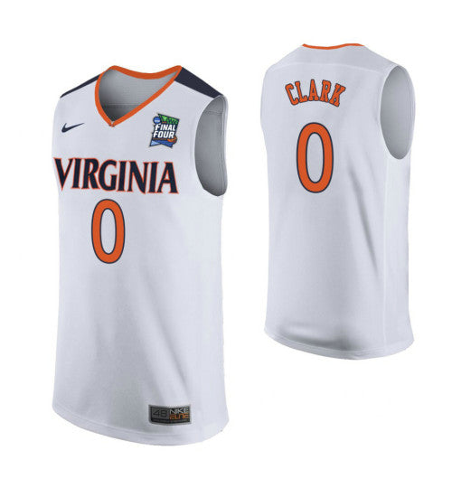 Virginia Cavaliers 0 Kihei Clark White College Basketball Jersey 5497 retro stitched fan jersey RTJ7152 image 1