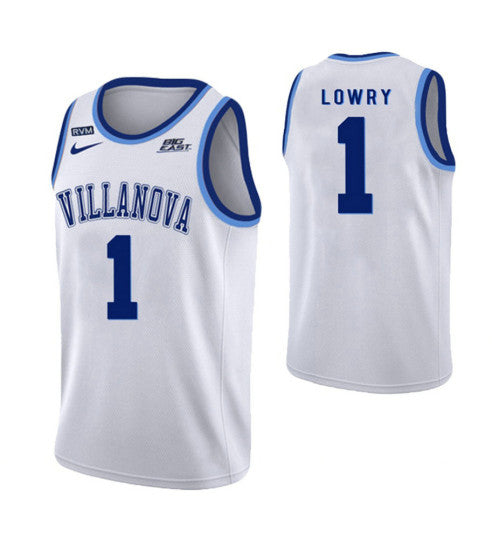 Villanova Wildcats 1 Kyle Lowry College Basketball Jersey White retro stitched fan jersey RTJ1499 image 1