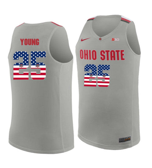 Ohio State Buckeyes 25 Kyle Young College Basketball Jersey Gray 9800 retro stitched fan jersey RTJ2849 image 1