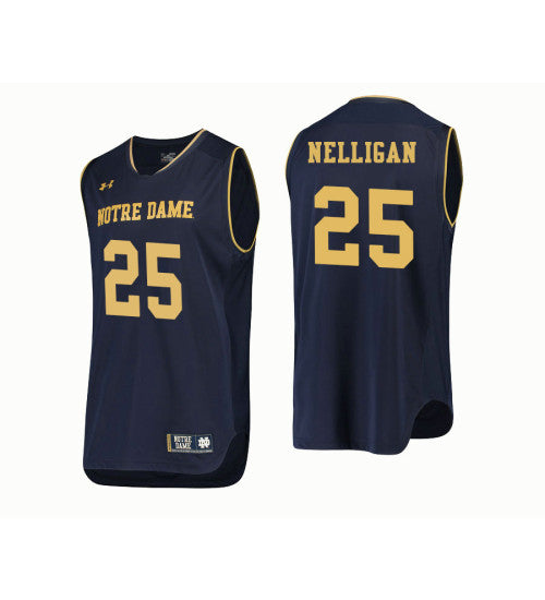 Notre Dame Fighting Irish 25 Liam Nelligan College Basketball Jersey Navy retro stitched fan jersey RTJ8743 image 1