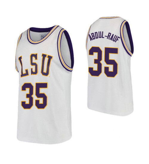 LSU Tigers 35 Mahmoud Abdul Rauf White College Basketball Jersey retro stitched fan jersey RTJ4216 image 1