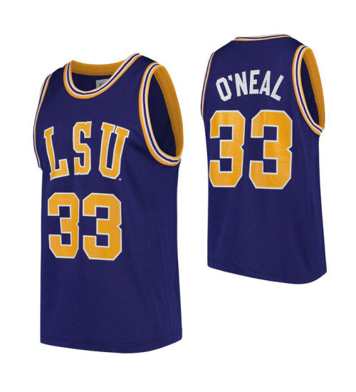LSU Tigers 33 Shaquille Oneal Purple College Basketball Jersey retro stitched fan jersey RTJ10074 image 1