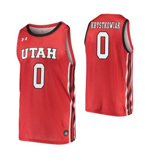 Utah Utes 0 Luc Krystkowiak Red College Basketball Jersey retro stitched fan jersey RTJ1607 image 1
