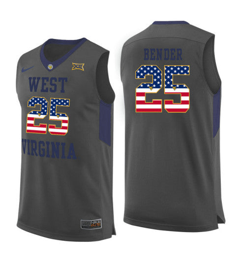 West Virginia Mountaineers 25 Maciej Bender College Basketball Jersey Gray retro stitched fan jersey RTJ1182 image 1