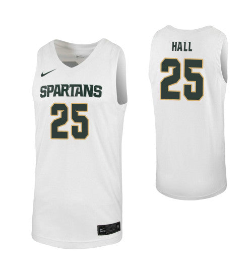 Malik Hall College Basketball Jersey White Michigan State Spartans retro stitched fan jersey RTJ10038 image 1