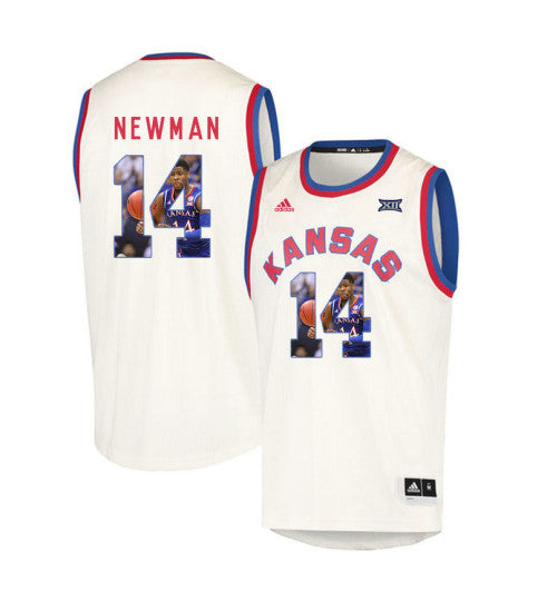 Kansas Jayhawks 14 Malik Newman College Basketball Jersey Cream retro stitched fan jersey RTJ10652 image 1