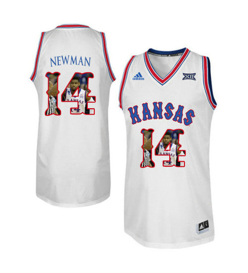 Kansas Jayhawks 14 Malik Newman College Basketball Jersey White retro stitched fan jersey RTJ4782 image 1