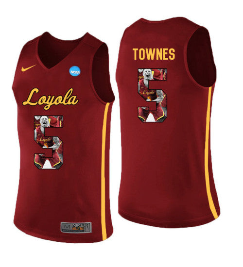 Loyola Chi Ramblers 5 Marques Townes College Basketball Jersey Red retro stitched fan jersey RTJ4273 image 1