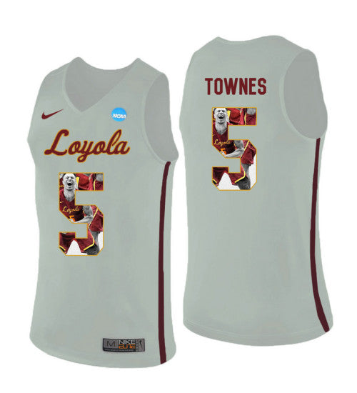 Loyola Chi Ramblers 5 Marques Townes College Basketball Jersey White retro stitched fan jersey RTJ4272 image 1