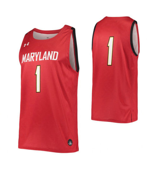 Maryland Terrapins 1 College Basketball Jersey Red retro stitched fan jersey RTJ9984 image 1