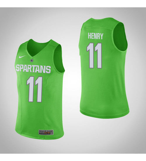 Michigan State Spartans 11 Aaron Henry College Basketball Jersey Green retro stitched fan jersey RTJ9770 image 1
