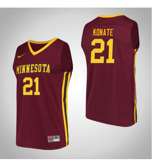 Minnesota Golden Gophers 21 Bakary Konate Performance College Basketball Jersey Maroon retro stitched fan jersey