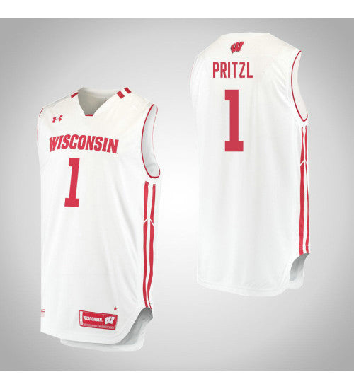 Wisconsin Badgers 1 Brevin Pritzl College Basketball Jersey White retro stitched fan jersey RTJ6815 image 1