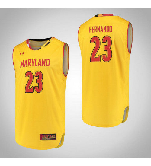 Maryland Terrapins 23 Bruno Fernando College Basketball Jersey Yellow retro stitched fan jersey RTJ4113 image 1