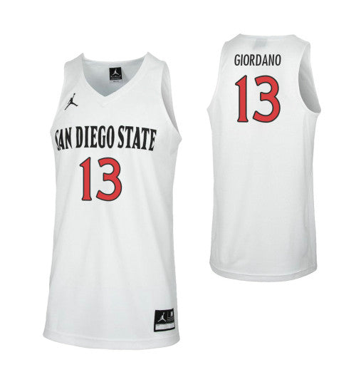 San Diego State Aztecs 13 Caleb Giordano College Basketball Jersey White retro stitched fan jersey RTJ8196 image 1