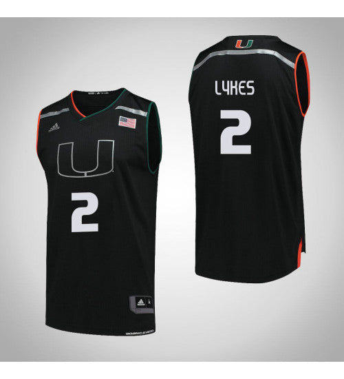 Miami Hurricanes 2 Chris Lykes College Basketball Jersey Black retro stitched fan jersey RTJ4039 image 1