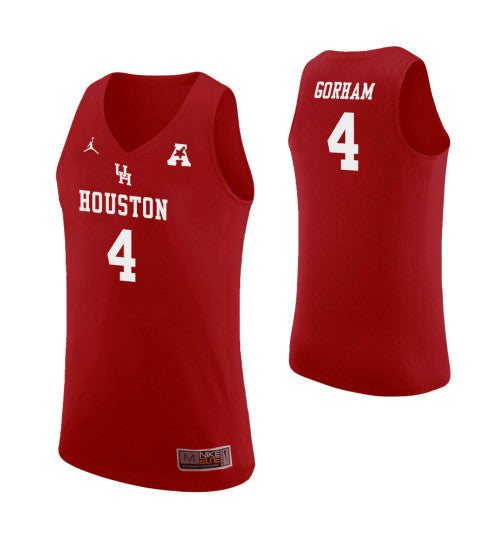 Houston Cougars 4 Justin Gorham College Basketball Jersey Red retro stitched fan jersey RTJ11040 image 1