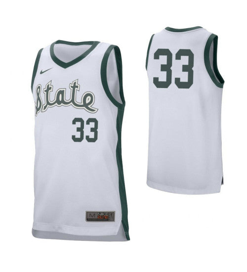 Michigan State Spartans 33 Magic Johnson Retro Performance College Basketball Jersey White retro stitched fan jersey