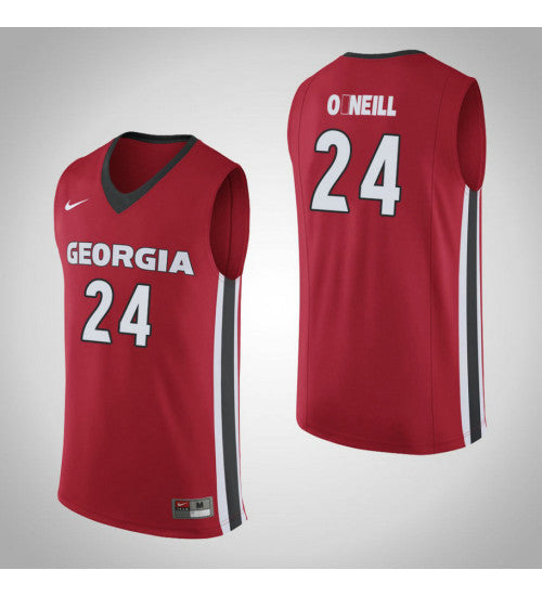 Georgia Bulldogs 24 Connor Oneill College Basketball Jersey Red retro stitched fan jersey RTJ5319 image 1