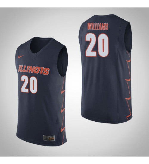Illinois Fighting Illini 20 Damonte Williams College Basketball Jersey Navy retro stitched fan jersey RTJ5129 image 1