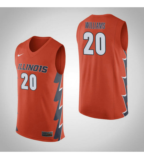Illinois Fighting Illini 20 Damonte Williams College Basketball Jersey Orange retro stitched fan jersey RTJ5128 image 1