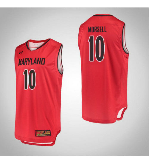 Maryland Terrapins 10 Darryl Morsell College Basketball Jersey Red retro stitched fan jersey RTJ4132 image 1