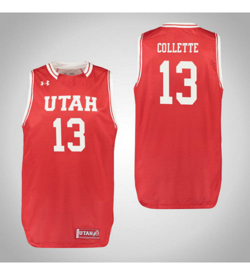 Utah Utes 13 David Collette College Basketball Jersey Red retro stitched fan jersey RTJ7358 image 1