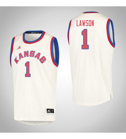 Kansas Jayhawks 1 Dedric Lawson Hardwood Classics College Basketball Jersey Cream retro stitched fan jersey RTJ10695