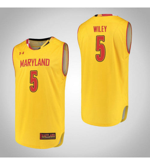 Maryland Terrapins 5 Dion Wiley College Basketball Jersey Yellow retro stitched fan jersey RTJ9948 image 1