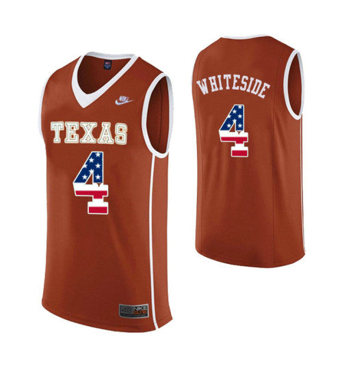 Texas Longhorns 4 Drayton Whiteside USA Flag College Basketball Jersey Orange retro stitched fan jersey RTJ7739 image 1