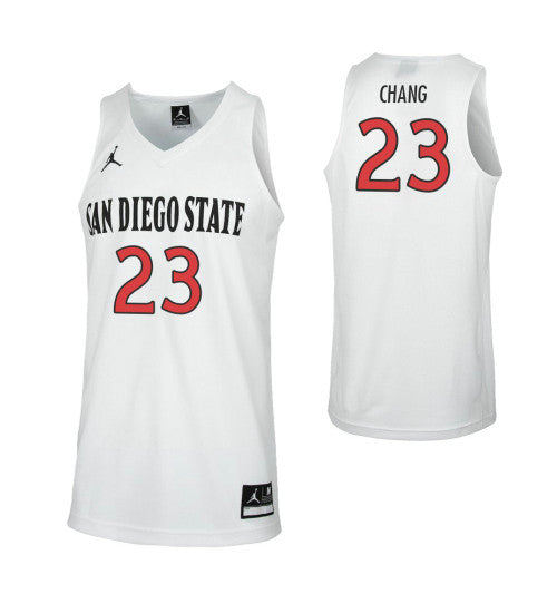 San Diego State Aztecs 23 Ed Chang College Basketball Jersey White retro stitched fan jersey RTJ8186 image 1