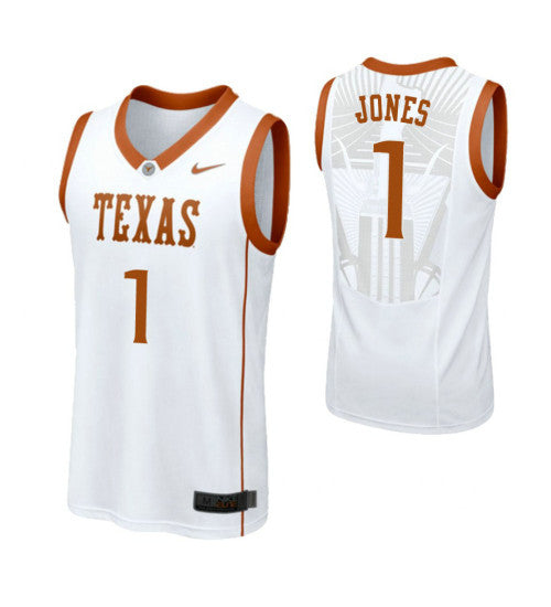Texas Longhorns 1 Andrew Jones College Basketball Jersey White retro stitched fan jersey RTJ2035 image 1