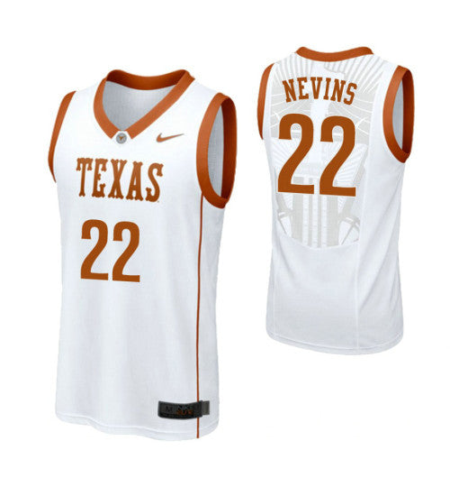 Texas Longhorns 22 Blake Nevins College Basketball Jersey White retro stitched fan jersey RTJ7769 image 1