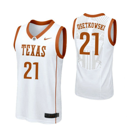 Texas Longhorns 21 Dylan Osetkowski College Basketball Jersey White retro stitched fan jersey RTJ7773 image 1