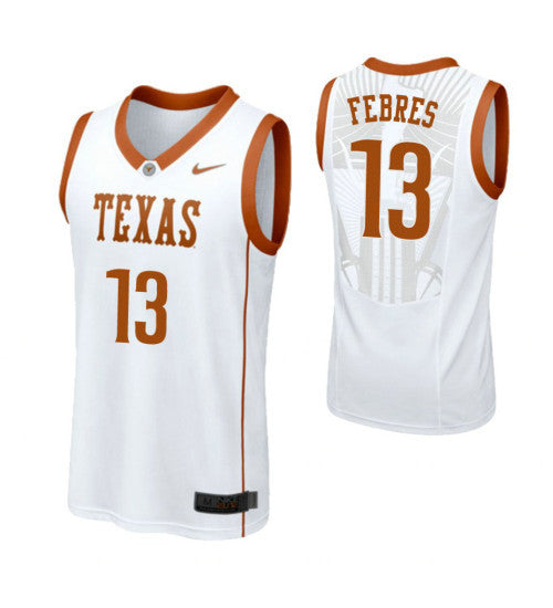 Texas Longhorns 13 Jase Febres College Basketball Jersey White retro stitched fan jersey RTJ2019 image 1