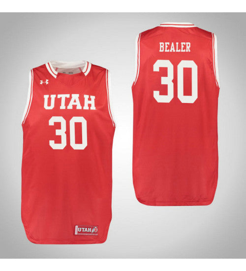 Utah Utes 30 Gabe Bealer College Basketball Jersey Red retro stitched fan jersey RTJ1581 image 1